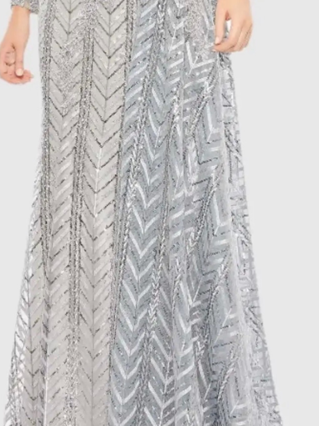 Mac Duggal 20401 Platinum Beaded One Shoulder A Line Gown Nwt Sz 8 — image 8 of 8